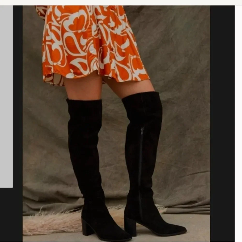 Seychelles Gifted Tall Boot Black Suede Leather Over Knee 8